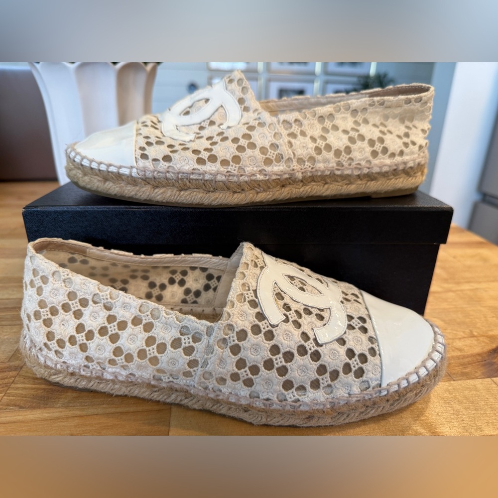 Chanel Eyelet Espadrille Flats